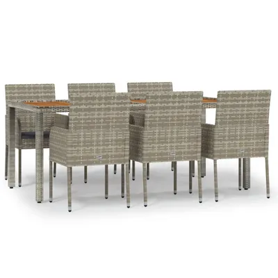Immagine prodotto di vidaXL set da pranzo da giardino 7 pezzi con cuscini in polirattan grigio