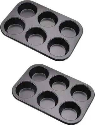 Produktbild von Muffinform 6er, 2 Stück Backblech antihaft für Muffins, Muffin Backform mit Wärmeleitung (Kuchenform)