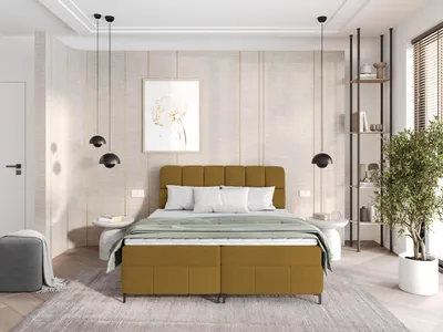 Produktbild von Boxspringbett CINDY 140x200 mit Bettkästen und Topper | Doppelbett| Bonell-Matratze| Polsterbett| Bett| Bettgestell| Schlafzimmer- Gelb