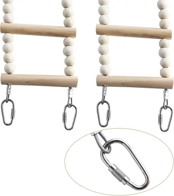 Produktbild von Vogelladderbrugspeelgoed, hölzernes Kletterspielzeug für kleine Tiere, Vogelkäfigzubehör für Vögel, Papageien, Kakadus, Pfingstrosen, afrikanische Graupapageien, Wellensittiche, Hamster, Ratten (28 Stück Leiter) (157 cm)