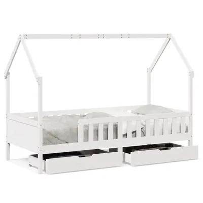 Image de Cadre de lit enfants avec tiroirs sans matelas 90x200 cm bois