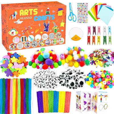 Obrázek produktu pro Sada pro tvoření pro děti, kreativní DIY sada, krabička s pomůckami pro chlapce a dívky ve věku 4-12 let, 2000 kusů, barva: oranžová