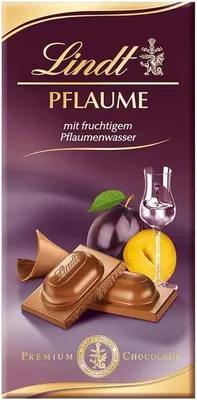 Immagine prodotto di Ripieno alcolico Lindt alla prugna con acqua fruttata alla prugna 100g