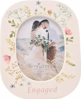 Produktbild von Celebrations - "Love Story Engaged" Floral Bilderrahmen, Keramik WD3713 (Einheitsgröße) (Weiß)