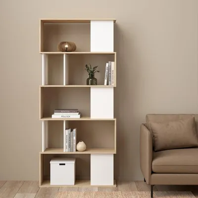 Productafbeelding van Boekenkast Maze Wit Jackson Hickory - Giga Living