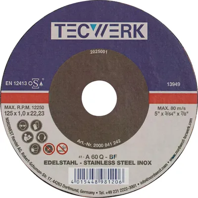 Produktbild von Tecwerk Trennscheibe INOX INOX Bohrung 22,23 mm  - 25 Stk.