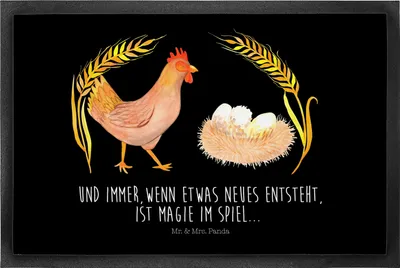 Produktbild von Mr. & Mrs. Panda Schmutzfangmatte Huhn Stolz 50 x 75 cm - Schwarz - Geschenk, fußmatte, Motivation, Henne, Fussmatte, Bauernhof, Türmatte, Fußabstreifer, Spruch, Eier