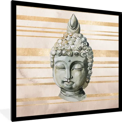 Produktbild von MuchoWow® MuchoWow® Gerahmtes Poster Buddha - Kopf - Rosa 40x40 cm - Poster mit zchwarzem Bilderrahmen - Mit Rahmen - Wanddekoration Schlafzimmer