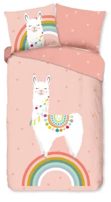 Productafbeelding van Good Morning Kinderdekbedovertrek "Llama" - Multi - (135x200 cm) - 100% Katoen