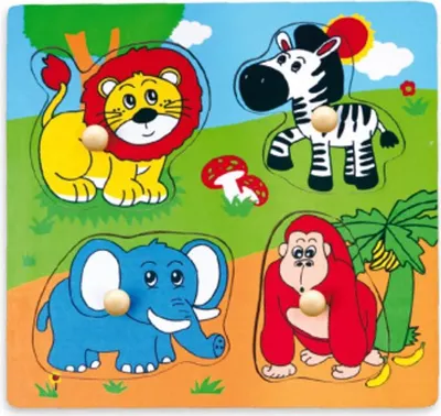 Obrázek produktu pro Dřevěné puzzle Zoo Zvířátka Puzzle Překvapení Viga Toys