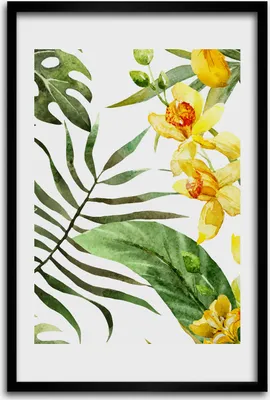 Produktbild von Bild - Bilderrahmen - 40 cm x 60 cm - MDF - Rahmen - Wandkunst - Tropische Blumen
