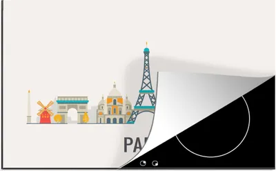Produktbild von KitchenYeah© Herdabdeckplatte Frankreich - Paris - Skyline , 78x52cm, Küche Deko, Glaskeramikkochfeld Herdabdeckung, Abdeckplatte fùr Kochfeld