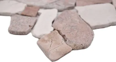 Produktbild von Handmuster Mosaik Fliese Marmor Naturstein beige rot Bruch Ciot RossoCream MOS44-30-130_m