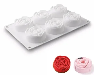 Obrázek produktu pro Silikonová forma na pečení, růžová, 6 komor, vhodná pro koláče, muffiny, čokoládu, pudink a želé