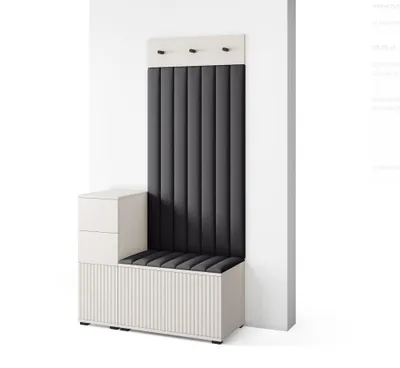 Produktbild von Garderoben-Set Ritmo version 9 mit Schuhregal und Polsterplatten, Ideal für Flur und Eingangsbereich (Cashmere, Trinity 16)