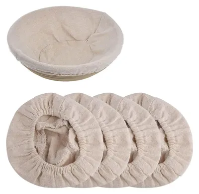 Produktbild von 4 Stück Rund Leineneinsatz für Brot Gärkörbchen Gärkorb,24*9cm
