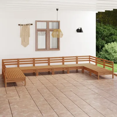 Produktbild von The Living Store 10-tlg. Garten-Lounge-Set Honigbraun Massivholz Kiefer