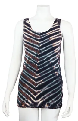 Produktbild von Longshirt - eng geschnitten - Batik - Tie dye - ZigZag braun - grau