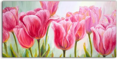 Produktbild von Coloray - Glasbild - 100x50 cm - Wandbild - Glasbilder - Wand Kunst Bild Blumen Tulpen Malerei