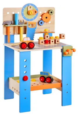 Produktbild von VEVOR Kinderwerkbank, 62 Teile, Holzwerkbank für Kinder ab 3 Jahren, Spielwerkbank mit realistischen Werkzeugen, Bausatz für kreatives und lehrreiches Spielen für Jungen und Mädchen