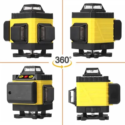 Obrázek produktu pro Křížový laser / nivelační přístroj – typ B 4D 16 čar – zelený laser – samonivelační 3° – vertikální/horizontální – Li-Ion akumulátor – zlatý