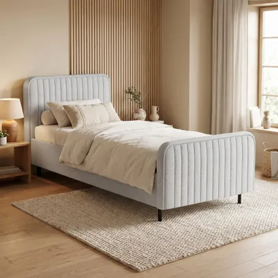 Produktbild von BEAUTYSOFA | Polsterbett LAMI 90x200 cm - Einzelbett mit Bettkasten & Matratze MEDIRO ERGO+ H2 Kopfteil und Latenrost - Jugendbett Grau