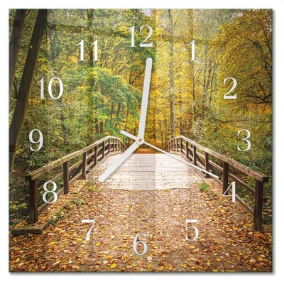 Immagine prodotto di Orologio da parete Tulup Glasuhr, orologio da cucina, vetro vero, 30x30 cm, design moderno e decorativo, silenzioso, lancette bianche - Waldbrücke