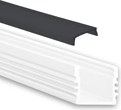 Produktbild von GX-PL2 LED Aufbau-Profil 200 cm, hoch, LED Stripes max. 12mm, weiß RAL 9010 2m Abdeckung schwarz