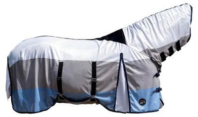 Produktbild von Fliegendecke mit Halsteil, Blau/Weiß/Grau, 135