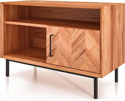 Produktbild von Kommode Seiba Kernbuche massiv 97x45x65 Fischgrätmuster mit 1 Tür und 2 Fächern