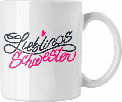 Produktbild von Trendation - Beste Schwester Tasse Geschenk von Schwester an Schwester Lieblingsschwester (Weiß)