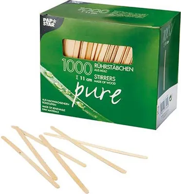 Produktbild von PAPSTAR Holz-Rührstäbchen "pure" Länge: 110 mm 1.000 Stück