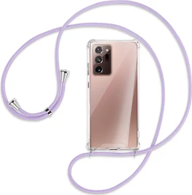 Produktbild von Handykette Backcover-Schutzhülle mit Band (Metall silberfarben) für Samsung Galaxy Note20 Ultra 4G,5G (N985,N986) - violett