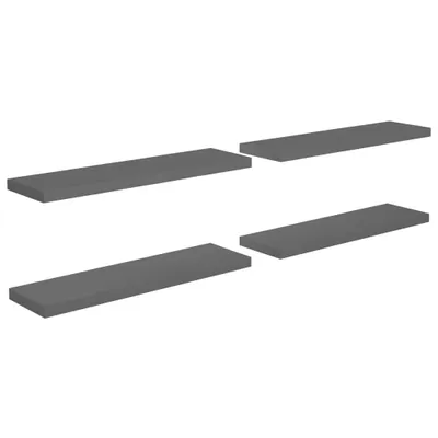 Image de Étagère murale flottante 4 pcs Gris brillant 90x23,5x3,8 cm MDF