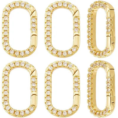 6er-Pack ovale Federringe, 16K vergoldet, 17x10,5 mm