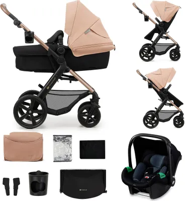 Produktbild von Kinderkraft MOOV 2 3-in-1 Kinderwagen - Umwandelbarer Sitz - Pannensichere Räder - Inklusive MINK PRO i-Size - Bis 27 kg - UPF50+ Verdeck - Beige