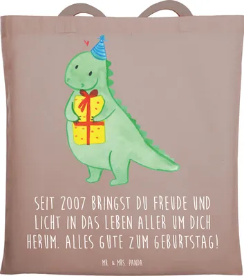 Produktbild von Mr. & Mrs. Panda dokumententasche 2007 Geburtstag - Braun Pastell - Geschenk, Schultasche, Alter, Jutebeutel, Geburtstagsgeschenk, Stoffbeutel, positive Energie, Tote Bag
