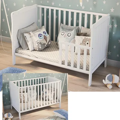 Obrázok produktu pre Detská posteľ Mavi v bielej farbe z pravého buku vrátane prestavbovej sady 60x120