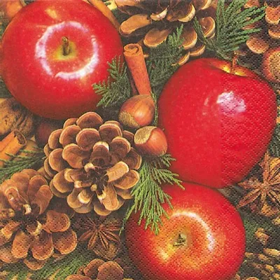 Produktbild von 20 Servietten Apples with Nuts - Äpfel & Nüsse 33x33cm