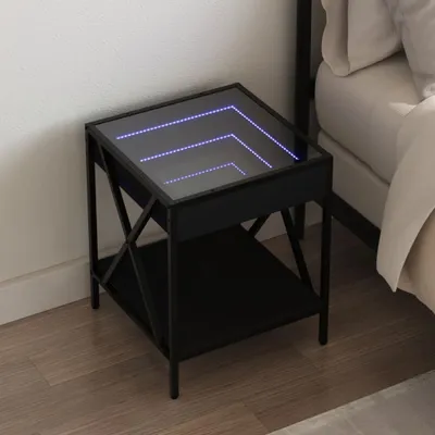 Produktbild von "Januar-Aktionen" Nachttisch mit Infinity-LED Schwarz 40x40x49 cm - Nachttische & -schränke CC57