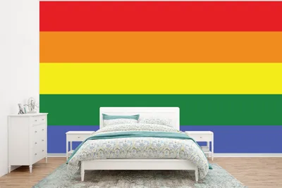 Produktbild von MuchoWow® Fototapete für Wohnzimmer oder Schlafzimmer Wandtapete Vinyl Motivtapete Stolz - Regenbogen - Liebe - 375x280 cm - Schlafzimmer tapete