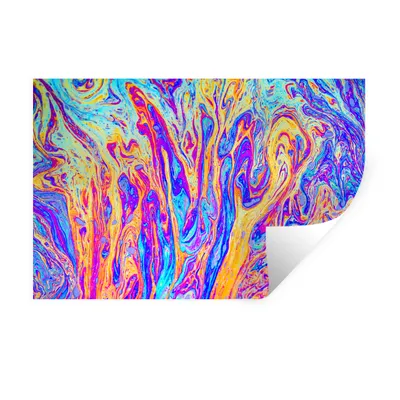 Obrázok produktu pre MuchoWow® Nálepka na stenu - Umenie - Farby - Psychedelické - 90x60cm - Samolepiaca a polohovateľná