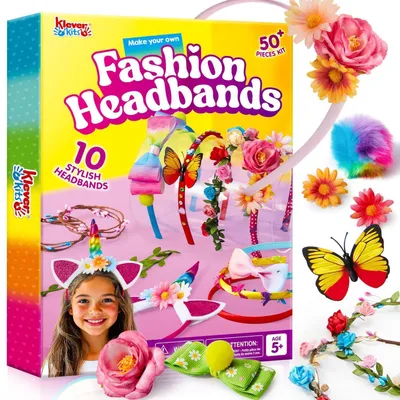 Productafbeelding van Knutselset voor meisjes: haarbanden en bloemenkransen, doe-het-zelf haaraccessoires, vanaf 5 jaar, meer dan 50 onderdelen