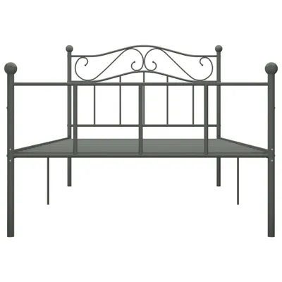 A metal bed frame shown from the front against a white background.