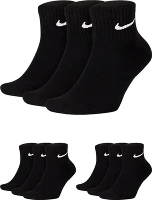 Produktbild von Nike SX7677 Socken Damen Herren Kurz Sportsocken Sparset - Größe: 34-38 - Farbe: 9 Paar schwarz