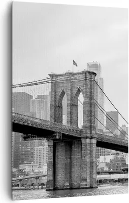 Produktbild von Bild auf Leinwand - Leinwandbild - Einteilig - Brücke Brooklyn schwarz und weiß - 80x120cm - Wand Bild - Wandbilder - Leinwanddruck - Wanddekoration - Leinwand bilder - Wandbild - PA80x120-4245