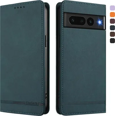 Obrázek produktu pro Pouzdro pro Google Pixel 7 Pro, retroPolyuretankožené flip pouzdro s stojánkem a přihrádkami na karty Zelený