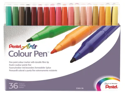 Produktbild von Pentel Faserschreiber Colour Pen 0,6mm Set 36 Farben sortiert