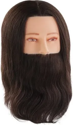 Image de Tête d'entraînement Comair pour homme, Paul, avec barbe, 30 cm, cheveux naturels