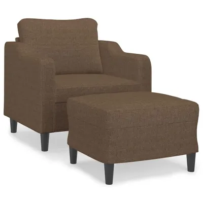 Produktbild von Sessel mit Hocker Braun 60 cm Stoff